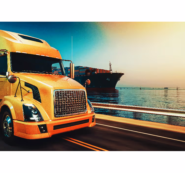 Fotomurale veicoli camion merci giallo - TenStickers