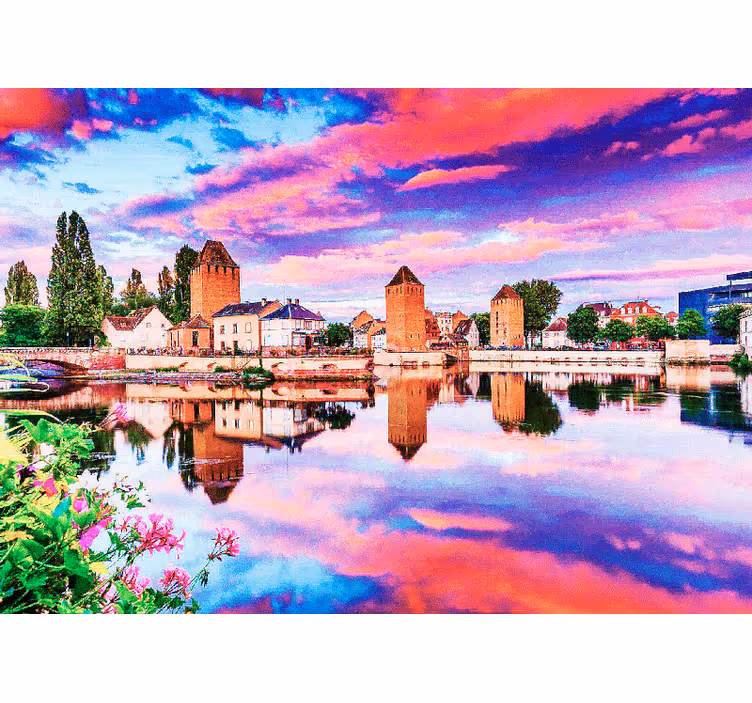 Fotomurale città riflesso del tramonto a strasburgo - TenStickers