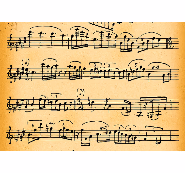 Fotomurale musicale con motivi di spartiti - TenStickers