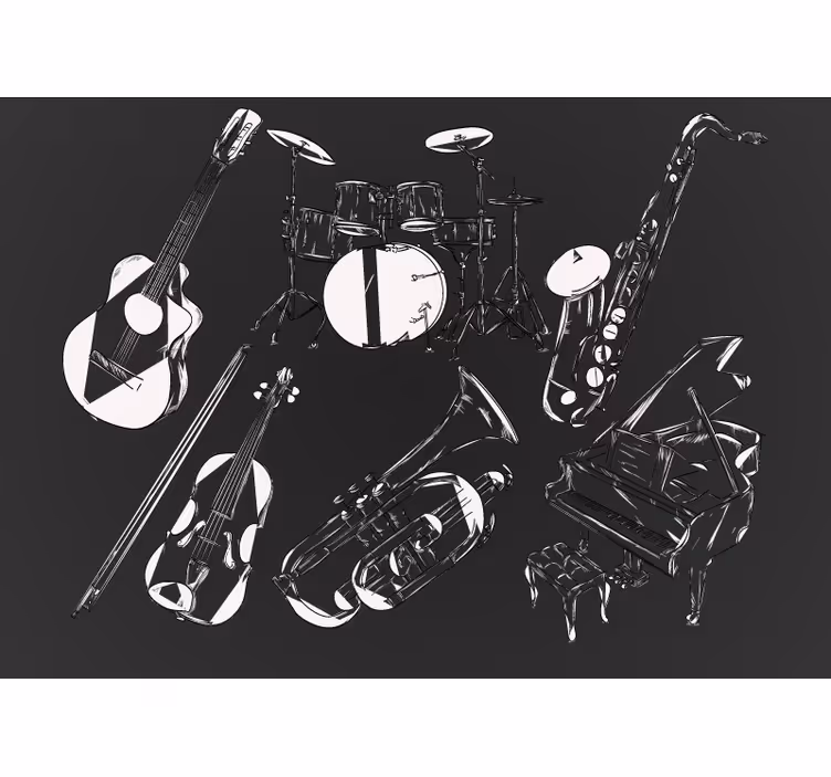 Fotomurale musicale collezione di strumenti musicali - TenStickers