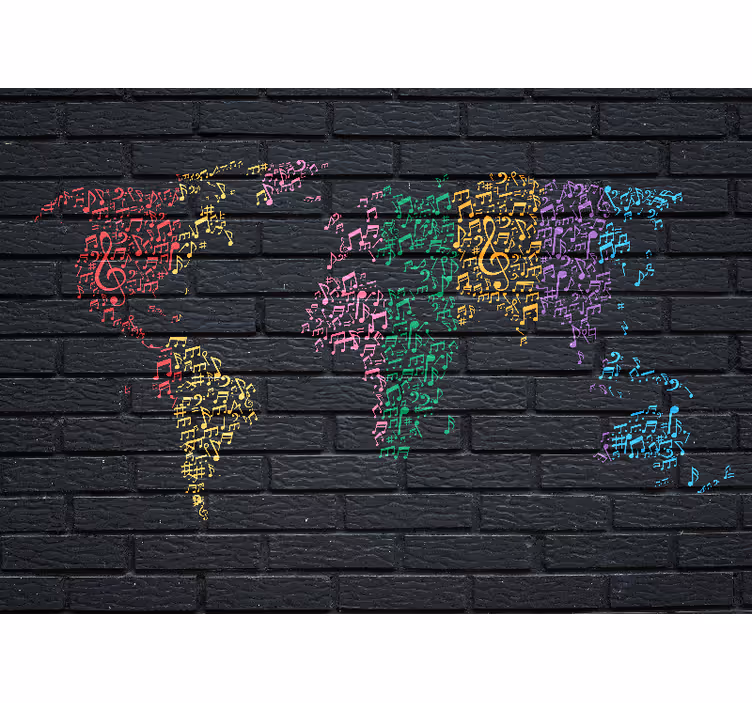 Fotomurale musicale mappa del mondo musicale - TenStickers