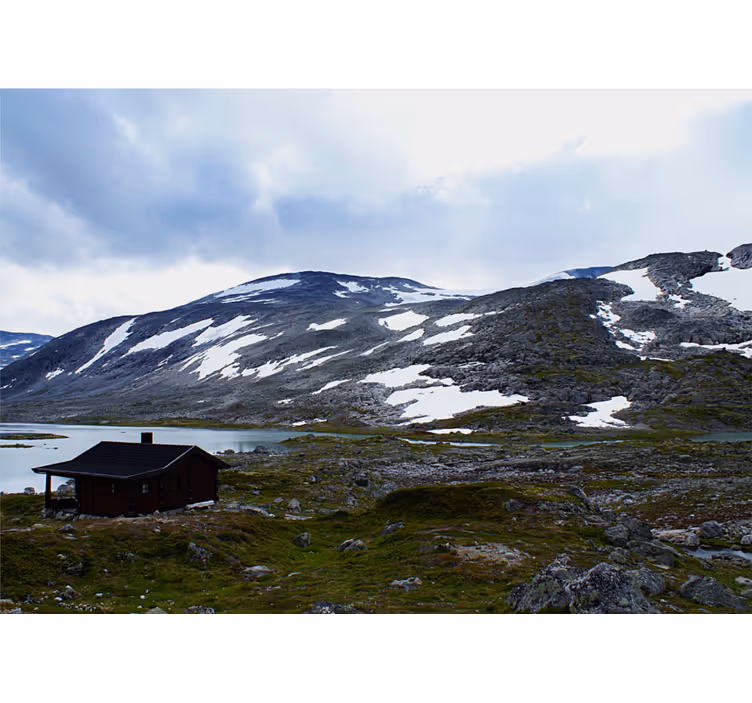Fotomurale paesaggi rifugio al lago di montagna - TenStickers