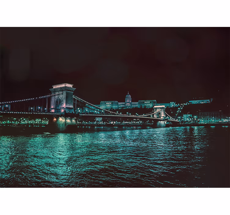 Fotomurale città vista notturna del ponte delle catene - TenStickers
