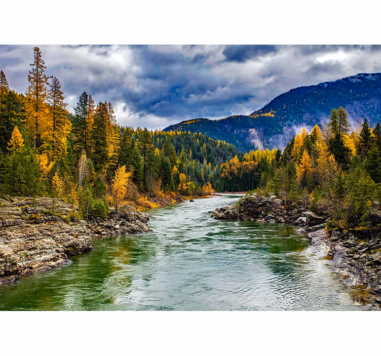 Fotomurale paesaggi fiume di montagna scenico - TenStickers