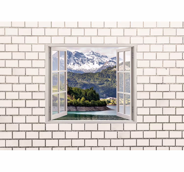 Fotomurale paesaggi fuga nella vista montagna - TenStickers