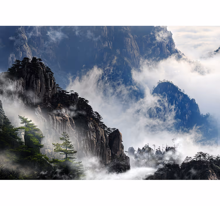 Carta da parati natura scena di nebbia montana - TenStickers