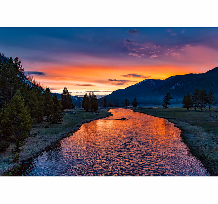 Fotomurale paesaggi tramonto vista fiume - TenStickers