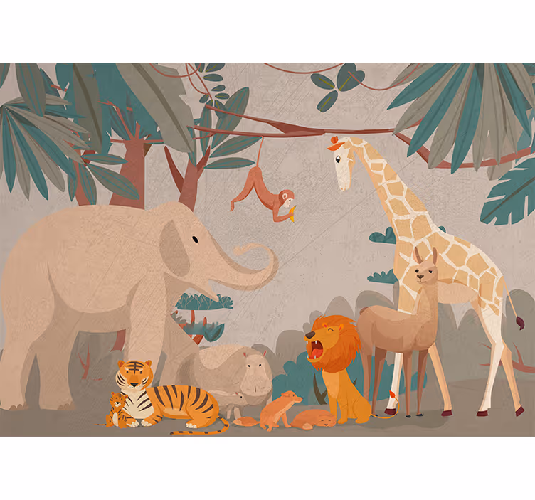 Fotomurale animali raduno di animali in safari - TenStickers