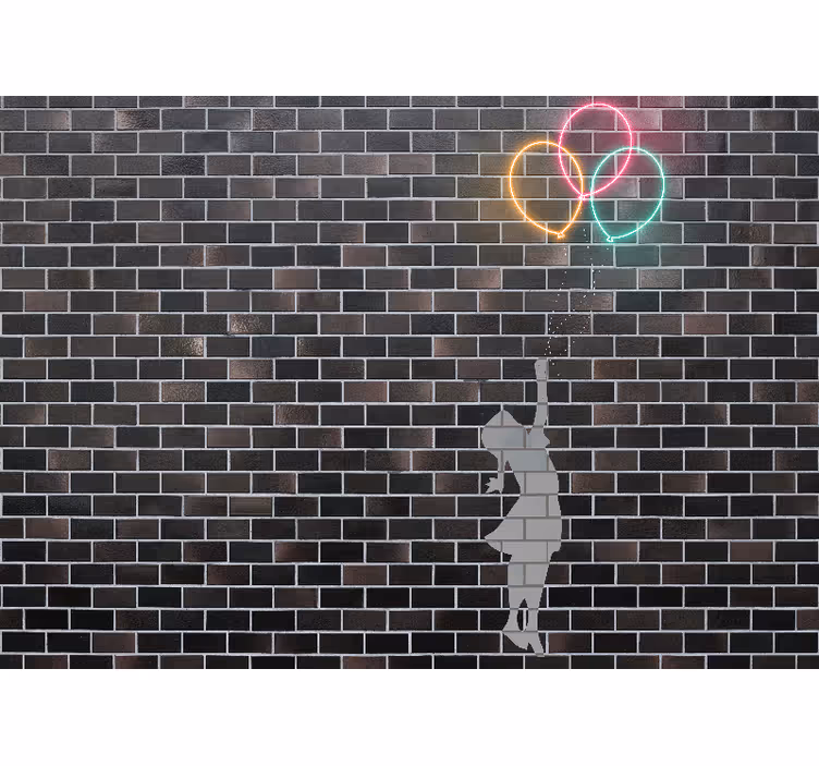 Fotomurale arte urbana ragazza che prende palloni - TenStickers