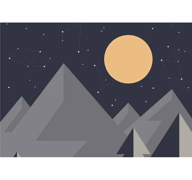 Fotomurale spaziale vette montane illuminati dalla luna - TenStickers