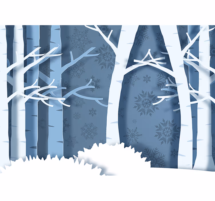 Fotomurale foresta betulle ghiacciate - TenStickers