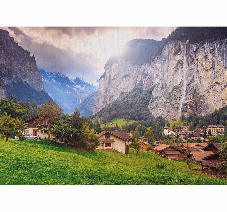 Fotomurale paesaggi scena della valle montana - TenStickers