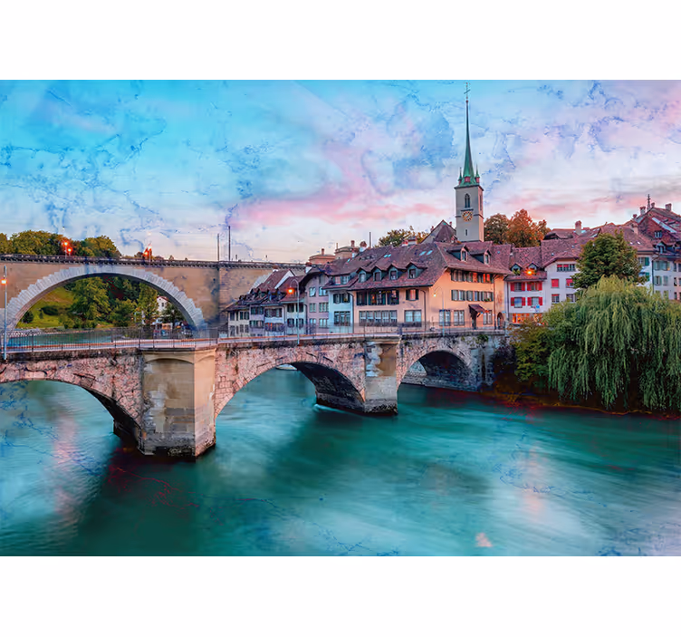 Fotomurale città vista del ponte di berna - TenStickers