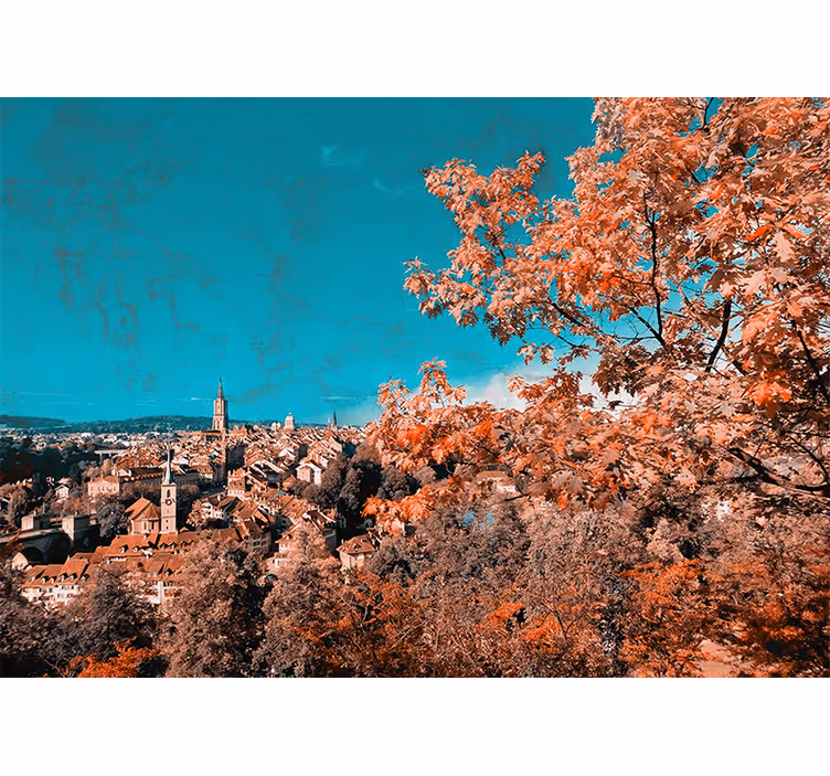 Fotomurale paesaggi paesaggio autunnale vibrante - TenStickers