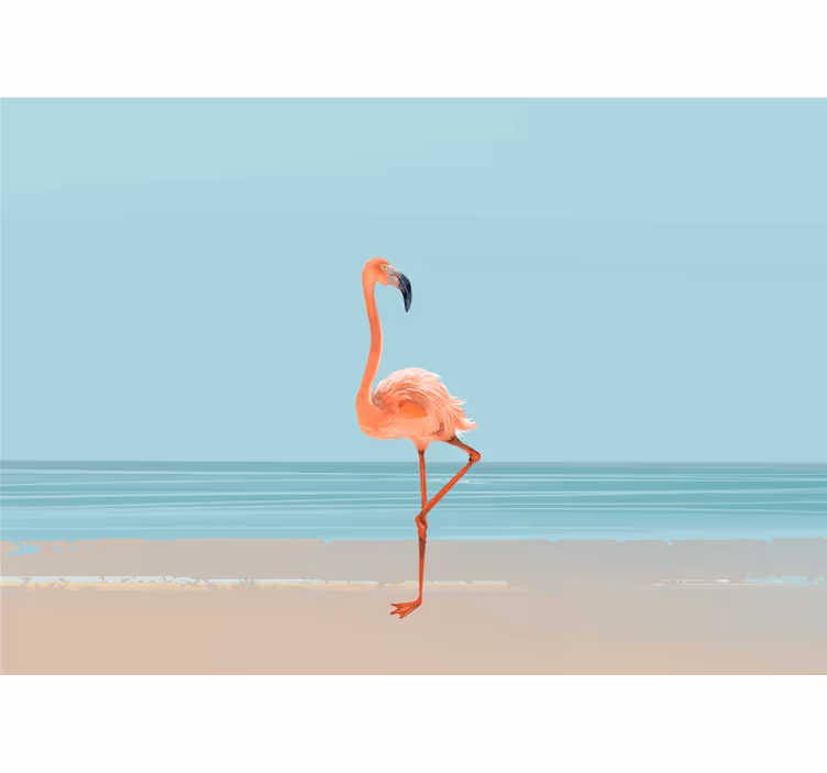 Fotomurale mare fenicottero sulla riva - TenStickers