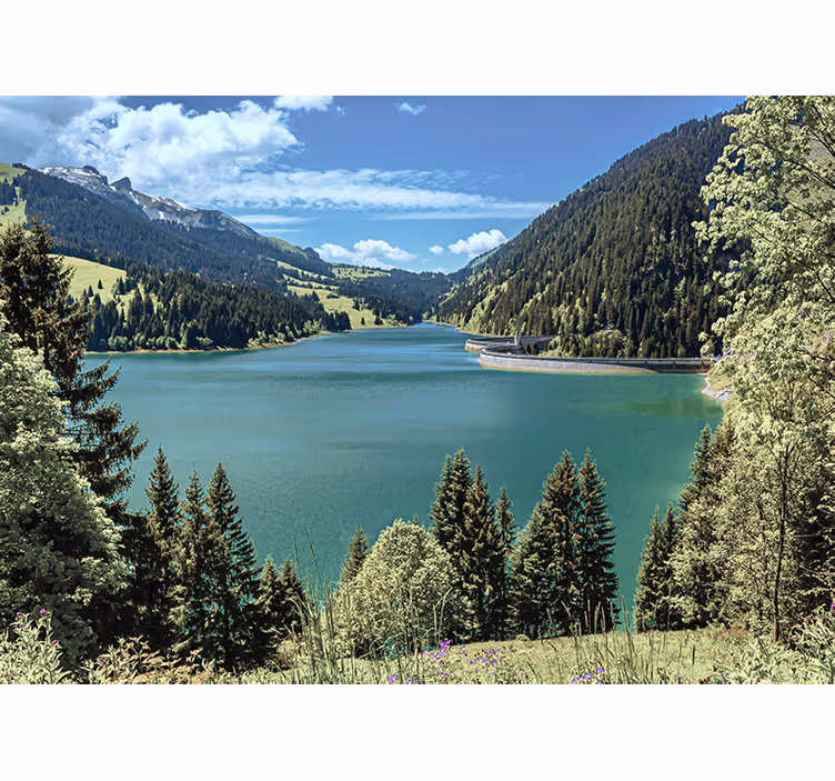 Fotomurale paesaggi lago di montagna tranquillo - TenStickers