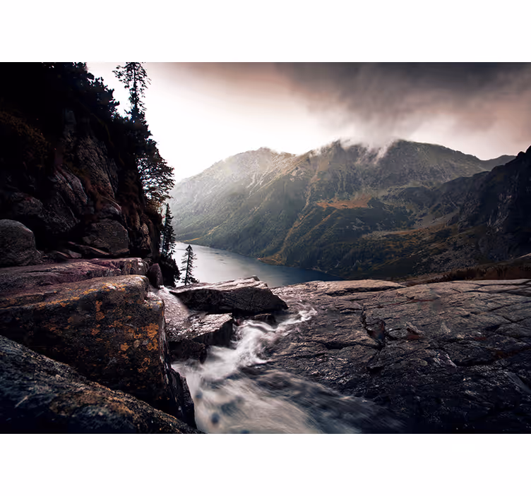 Fotomurale paesaggi vista di un lago montano - TenStickers