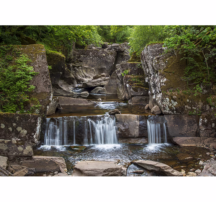 Fotomurale montagna cascata della natura serena - TenStickers