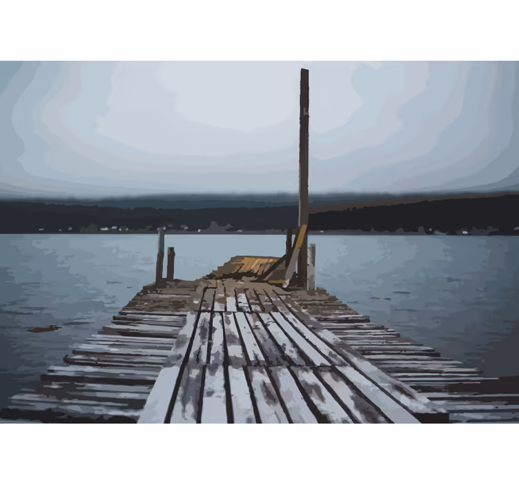 Fotomurale paesaggi molo sul lago sereno - TenStickers
