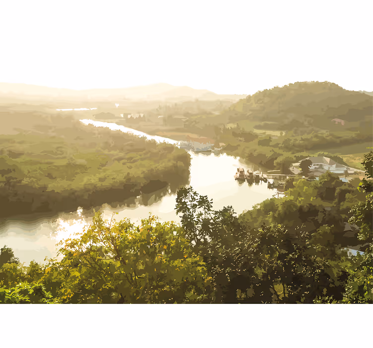 Fotomurale paesaggi vista sul fiume sereno - TenStickers