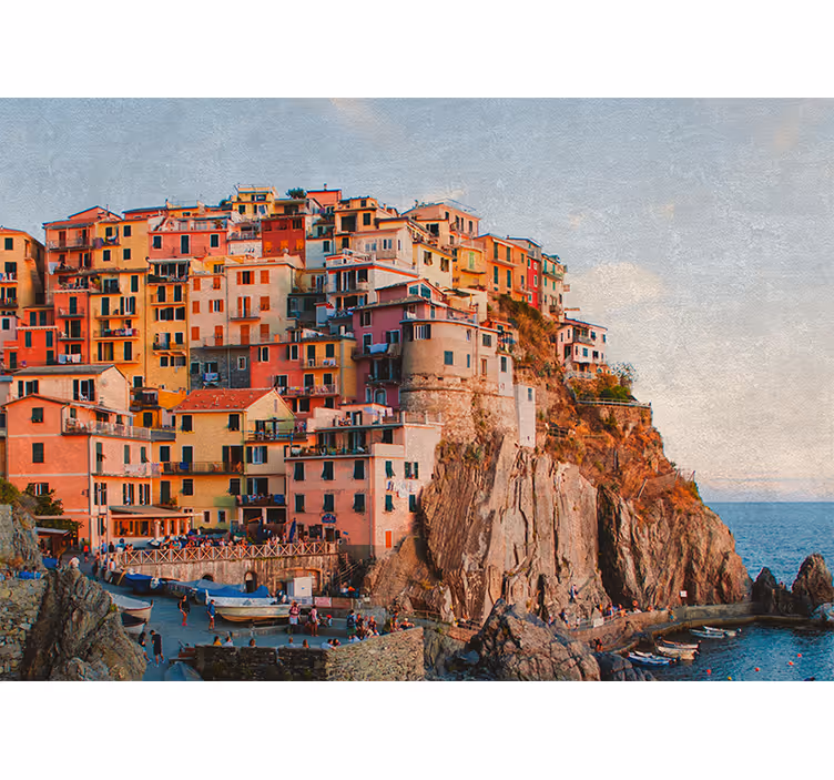 Fotomurale città comunità marittima vivace - TenStickers