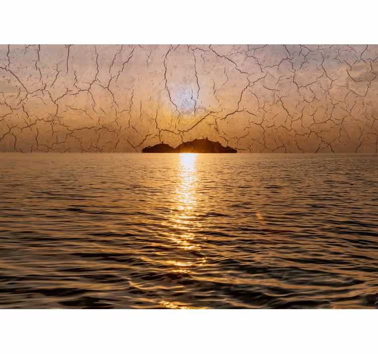 Fotomurale montagna crepuscolo sull'oceano - TenStickers