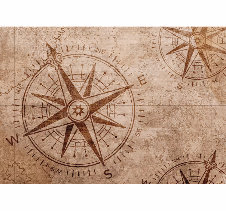Fotomurale mappamondo bussola stella nautica - TenStickers