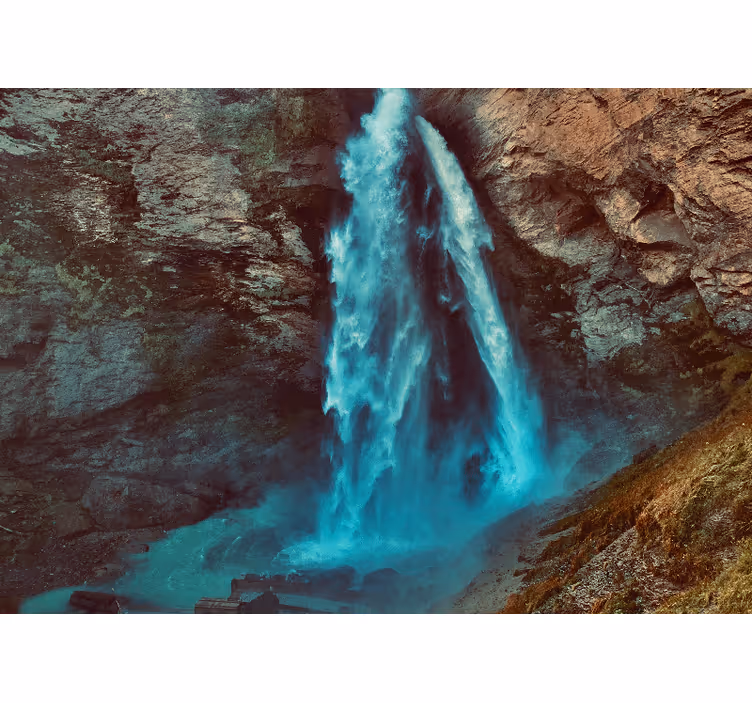 Fotomurale montagna prospettiva grande cascata - TenStickers