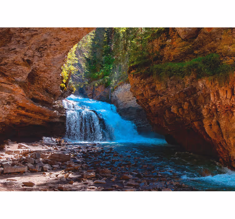 Fotomurale montagna vista cascata naturale - TenStickers