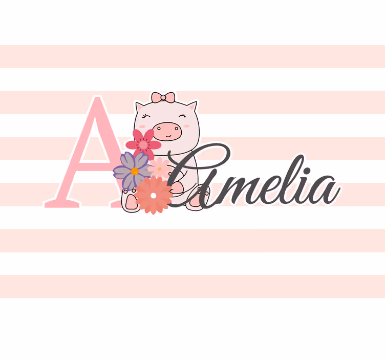 Fotomurale amore fioriture di maialino carino - TenStickers