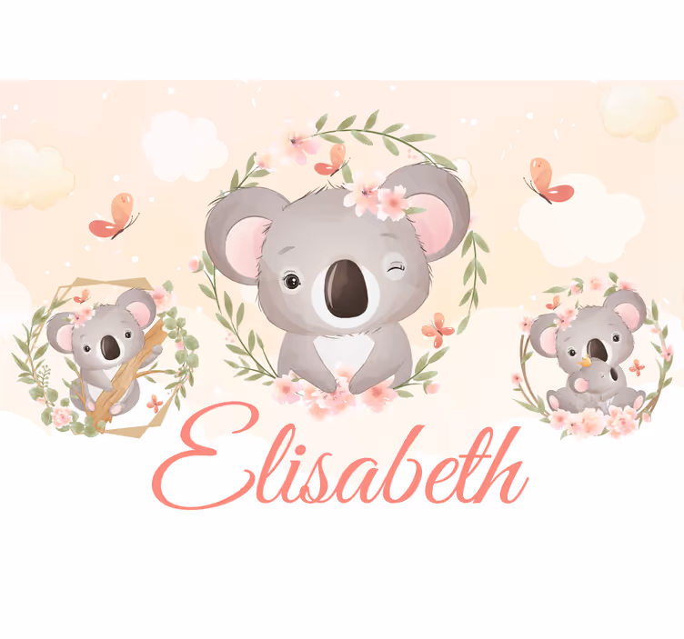 Fotomurale personalizzato gioia della famiglia koala - TenStickers