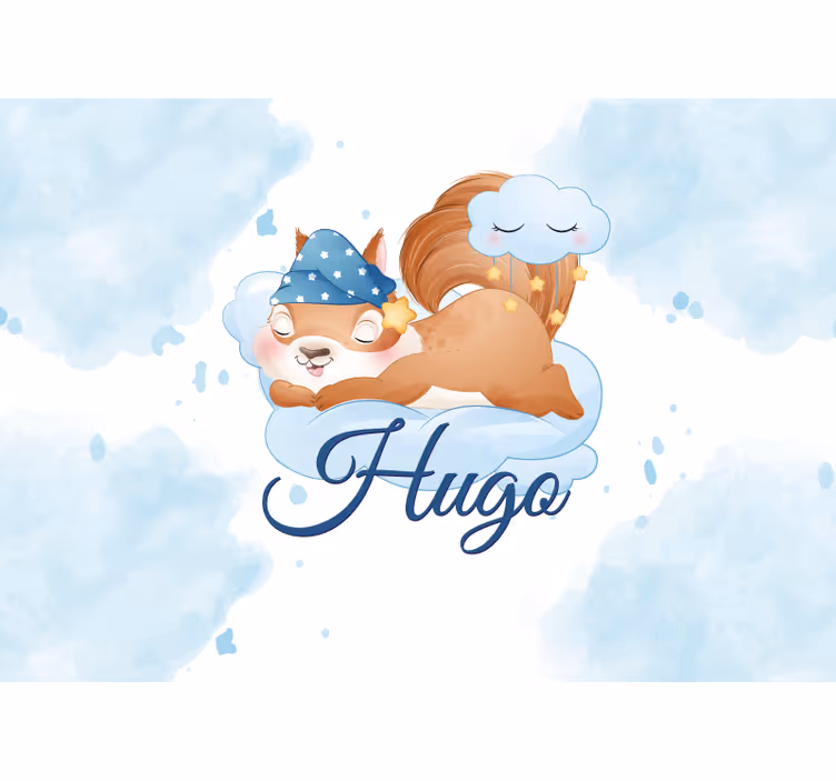 Fotomurale per neonato sogni di scoiattolo assonnato - TenStickers