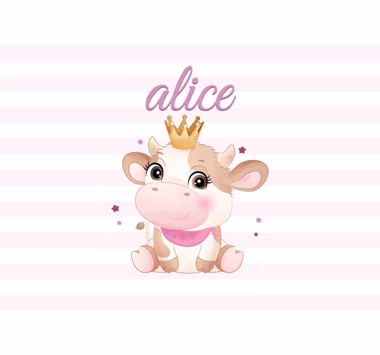 Fotomurale cameretta illustrazione della mucca incoronata - TenStickers