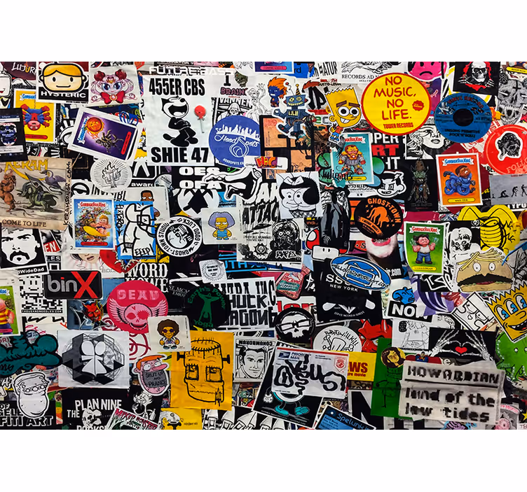 Fotomurale arte urbana collage di adesivi colorati - TenStickers