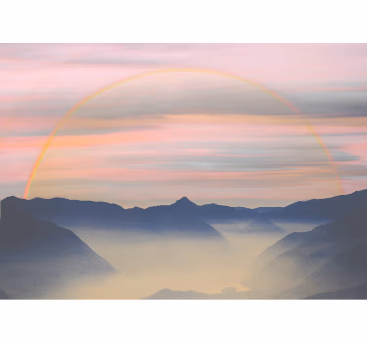 Fotomurale paesaggi scena dell'arcobaleno in montagna - TenStickers