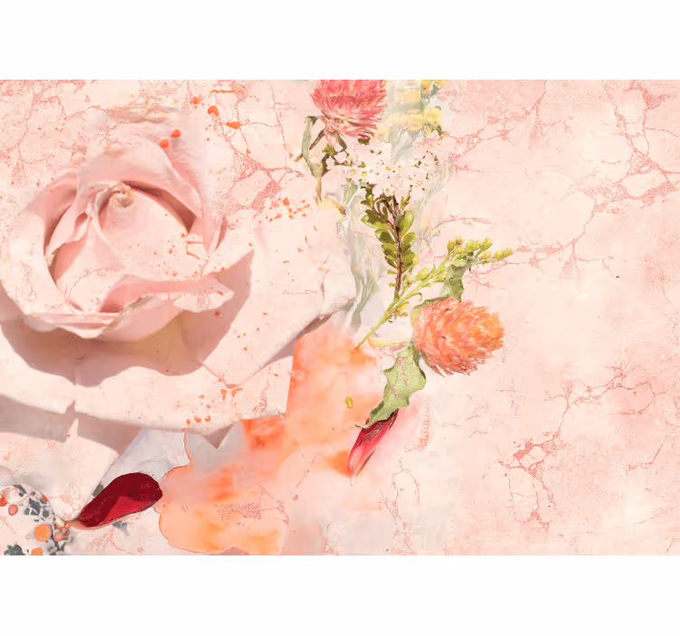 Fotomurale fiori rosa rosa romantica - TenStickers