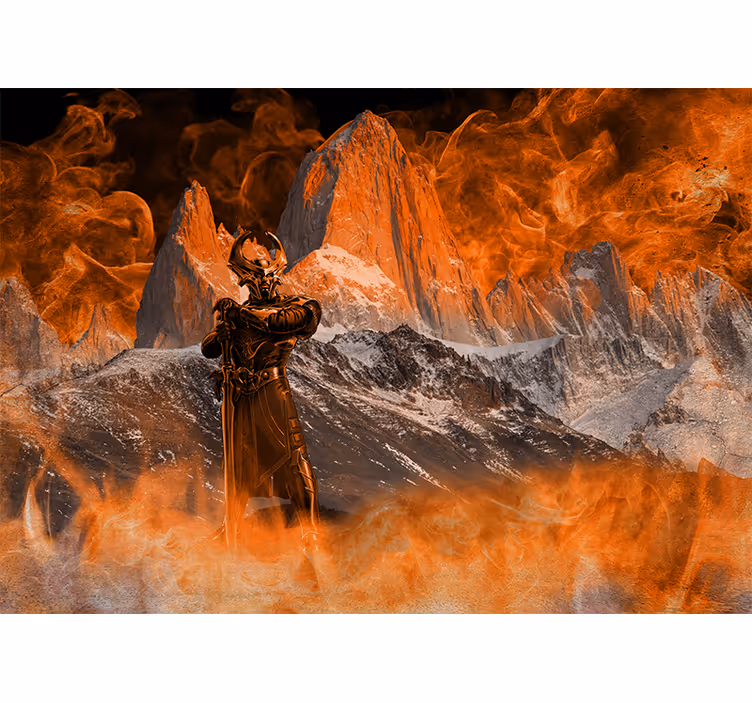 Fotomurale fantasia paesaggio infuocato drammatico - TenStickers