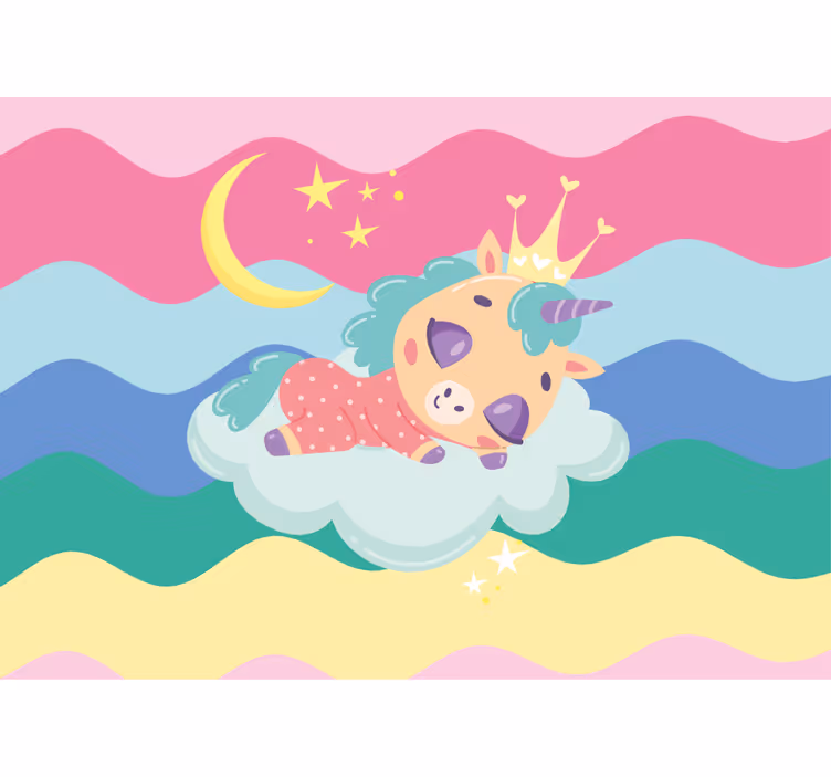 Fotomurali persone unicorno che dorme fantasia - TenStickers