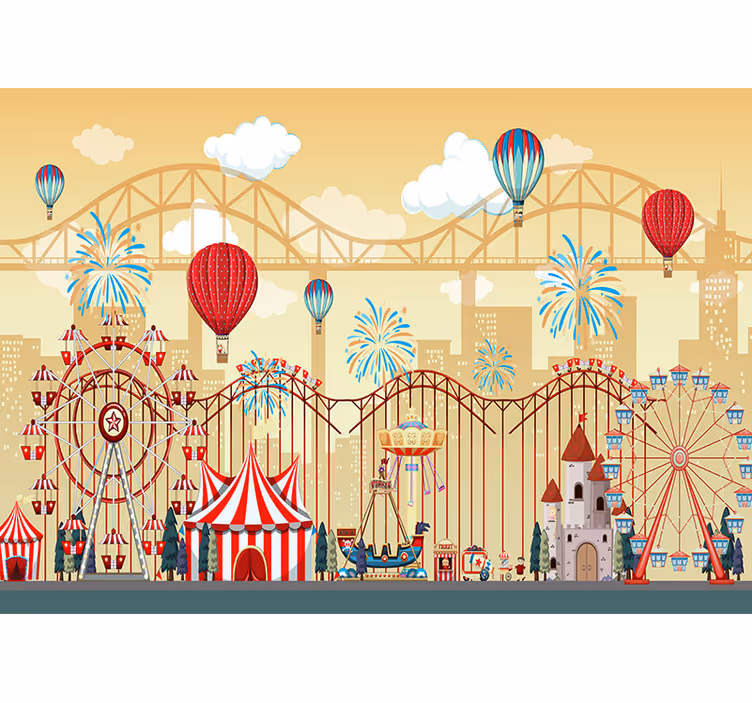 Fotomurale città scena di carnevale - TenStickers