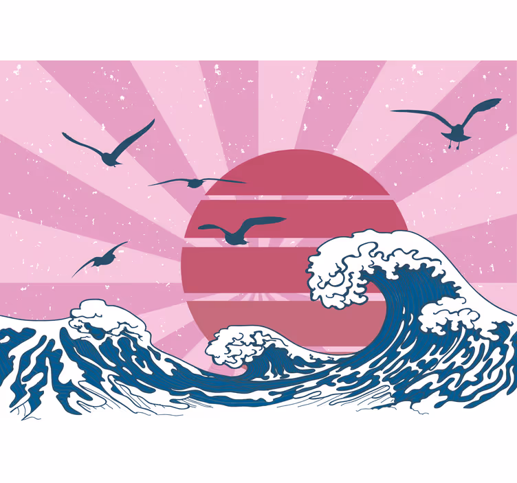 Fotomurale paesaggi onde e tramonto - TenStickers