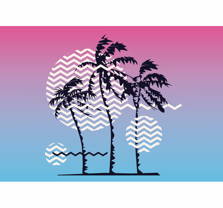 Fotomurali natura palme e onde - TenStickers