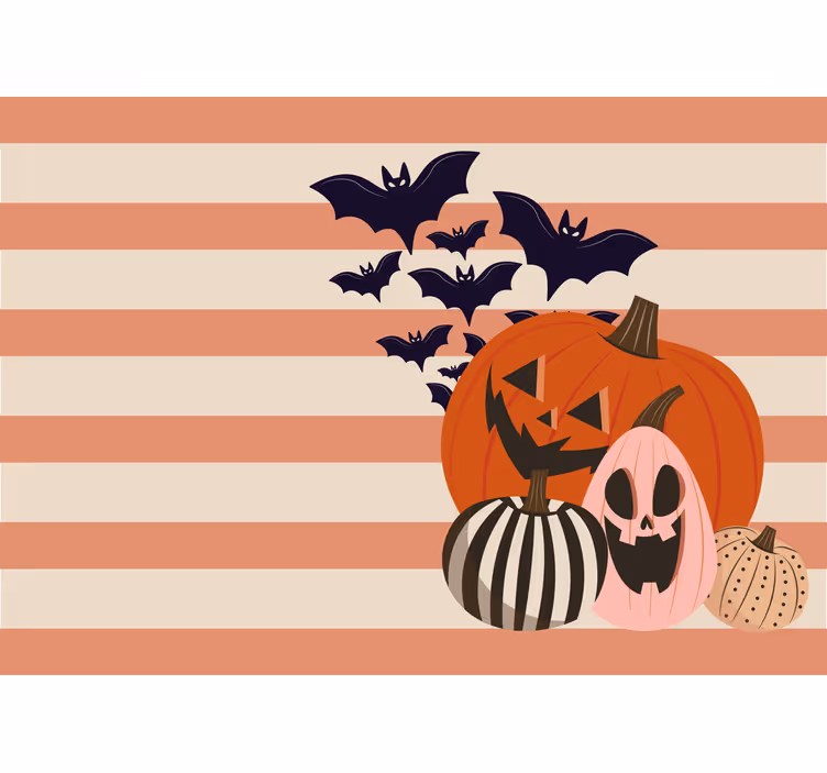 Fotomurale di halloween zucche e pipistrelli - TenStickers