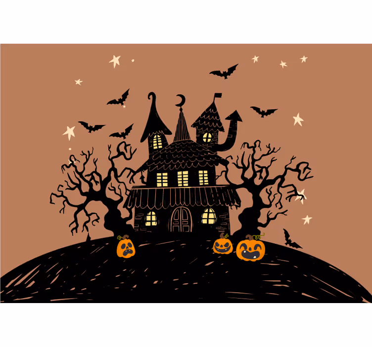 Fotomurale di halloween castello di zucche inquietanti - TenStickers