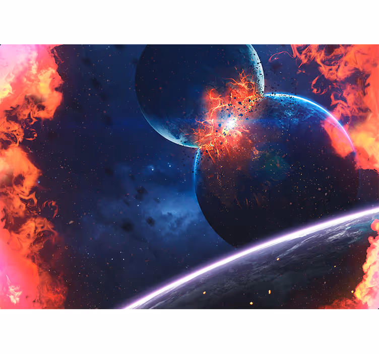 Fotomurale spaziale collisione cosmica esplosiva - TenStickers