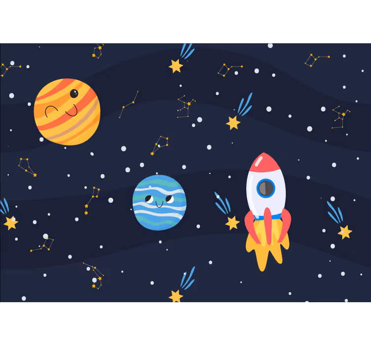 Fotomurale spaziale esplorazione planetaria giocosa - TenStickers