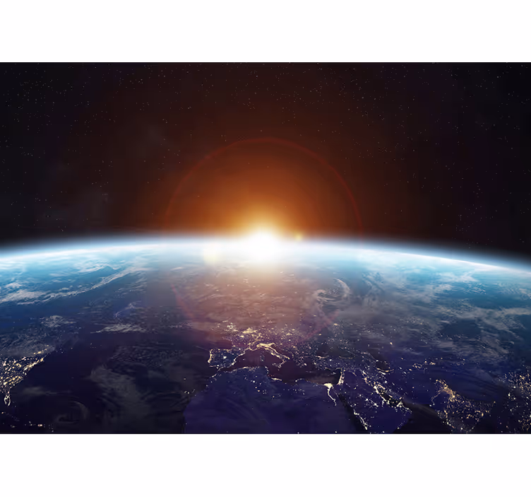 Fotomurale spaziale vista dell'alba sulla terra - TenStickers