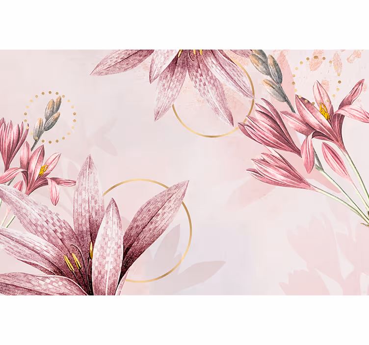 Fotomurale fiori fioriture di gigli rosa - TenStickers