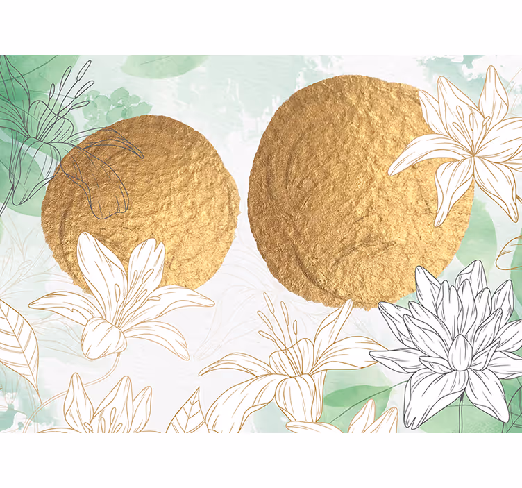 Fotomurale fiori accenti floreali dorati - TenStickers