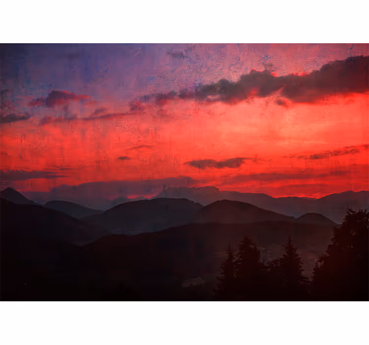 Fotomurale montagna tramonto drammatico in montagna - TenStickers