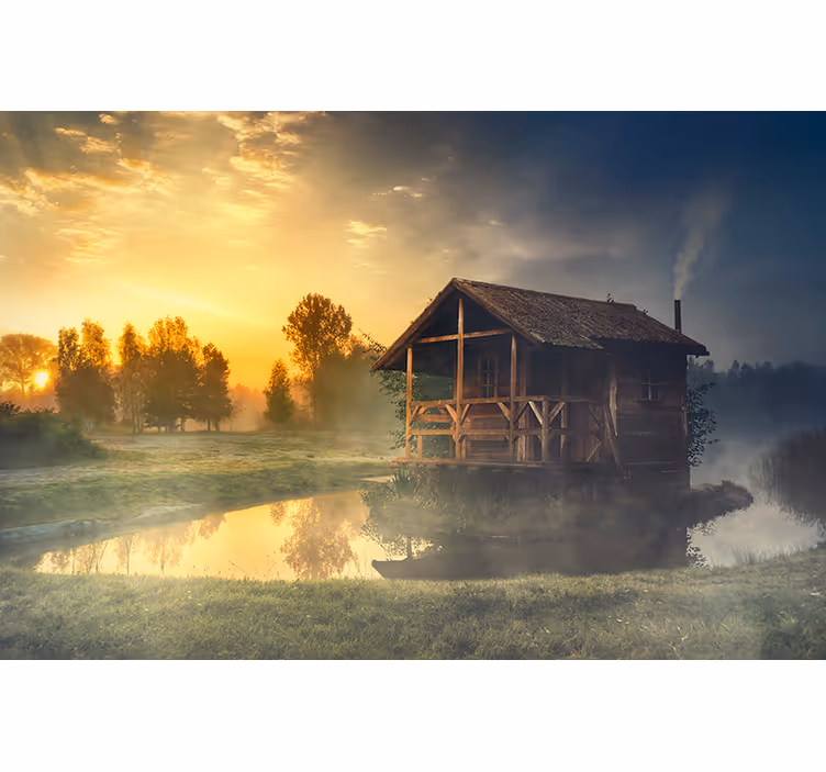 Fotomurale paesaggi cabina serene al tramonto - TenStickers